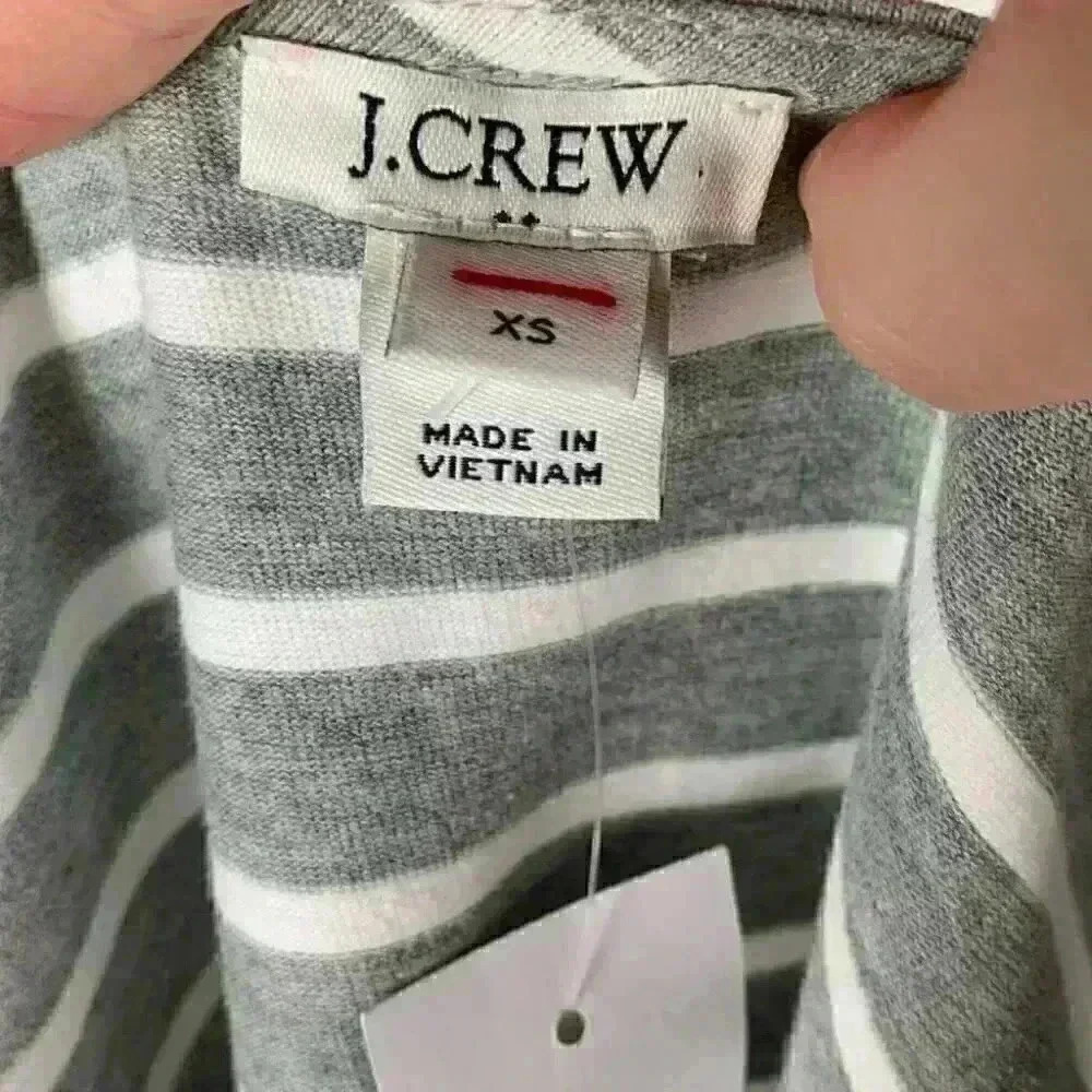 J.Crew factory Womens top size XS gray white striped v-neck cap sleeve - Picture 7 of 11